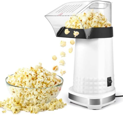 Popcorn Machine Hot Air Popper - 16-Cup Large Capacity Electric Popcorn Maker for Home Movie Night, 1200W Fast Popping Oil-Free Healthy Snack Maker for Kids & Party, White