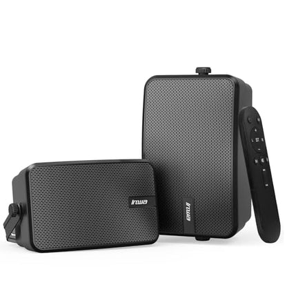 Inwa Upgraded 400W Outdoor Bluetooth Speakers Pair - Active Passive Wall Mount Stereo Speaker, Wireless Multi-Speaker Connection with Auracast, Sound System w/Aux for Porch, Patio, Garage, Home