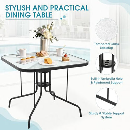 Villeston 5 Piece Patio Dining Set with Wider 24.4" Stackable Chairs