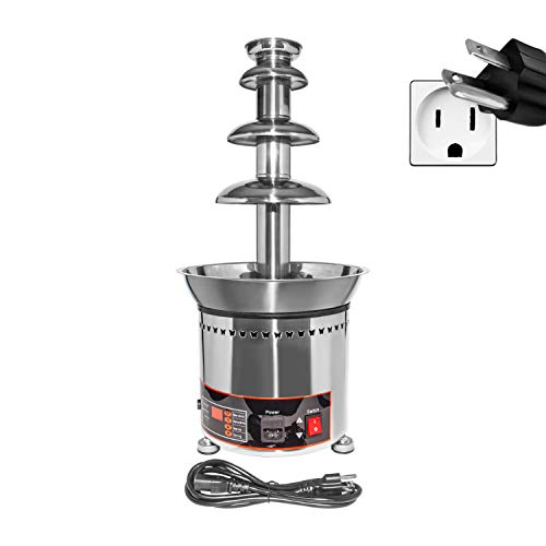 ALDKitchen 4-Tier Chocolate Fountain Machine – 3kg Capacity, Stainless Steel, Digital Thermostat 30–110°C, 300W, 110V – Commercial Fondue Fountain for Parties and Events (4 Tiers)