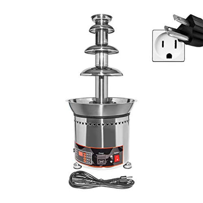 ALDKitchen 4-Tier Chocolate Fountain Machine – 3kg Capacity, Stainless Steel, Digital Thermostat 30–110°C, 300W, 110V – Commercial Fondue Fountain for Parties and Events (4 Tiers)