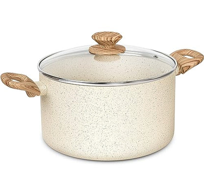 MICHELANGELO Nonstick Cooking Pot - 6 Quart Soup Pot with Lid for Family Meals, Non-Toxic Stockpot with Stay-Cool Handles, Induction Ready, Easy Cleanup, PFOA & PFOS Free