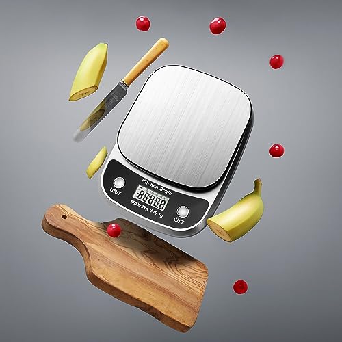 GRAM PRES Food Kitchen Scale Digital Weight Grams and Oz，Professional Small Digital Kitchen Food Scales 3kg/0.1g for Weight Loss