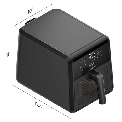 Chefman Air Fryer TurboFry 7-Qt, 6-in-1 High-Powered 450°F Cooking for Crispier Results, Compact Space-Saving Design, Air Fry, Bake, Broil, Reheat, Dehydrate, Defrost, Fast & Even Cooking – Black