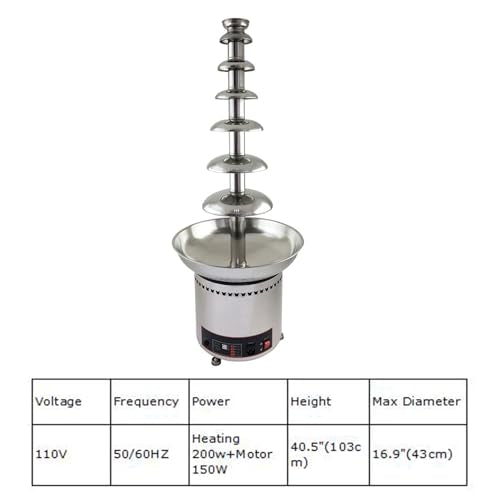 PreAsion Chocolate Fountain 110V Electric 7-Tiers Larger Digital Chocolate Fountain Melting Machine Heating Fondue Fountain,8kg of chocolate