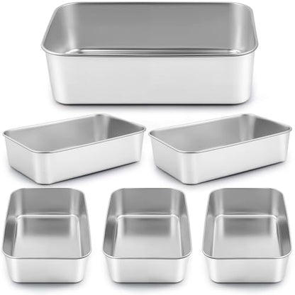 Enjamyo 6 Pack Loaf Pans, 9 x 6 Inch Loaf Pans Set, Stainless Steel Baking Bread Pans for Homemade Meatloaf Cake Brownies Lasagna, Oven & Dishwasher Safe(Silver)