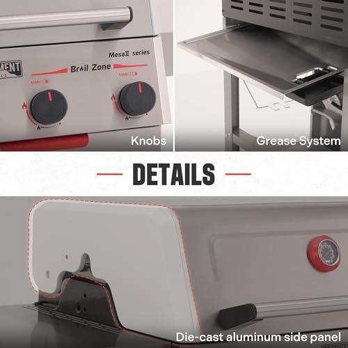 Monument Grills 4 Burner Propane Gas Grill with Advanced Broil Zone, Stainless Steel Outdoor Mesa 2 Barbecue Grill, Foldable Side Shelves, 500°F in 5 Mins, Assembles in 30 Minutes, Mesa II 410FBZ