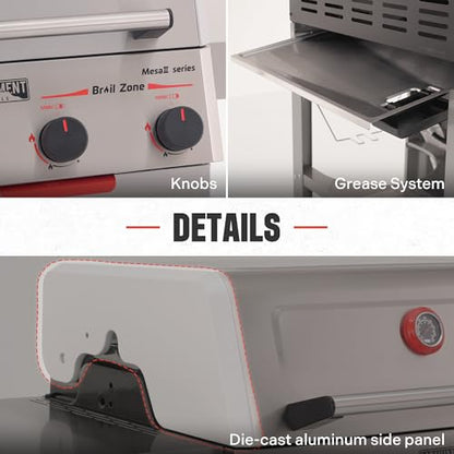 Monument Grills 4 Burner Propane Gas Grill with Advanced Broil Zone, Stainless Steel Outdoor Mesa 2 Barbecue Grill, Foldable Side Shelves, 500°F in 5 Mins, Assembles in 30 Minutes, Mesa II 410FBZ