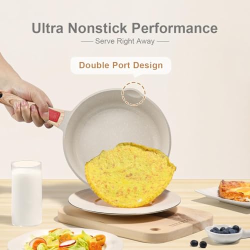 AIKENBBKK 12 Inch Nonstick Deep Frying Pan Skillet with Lid, 5 QT Saute Pan, Non Stick Frying Pans, Compatible with All Stovetops, Detachable Handle, Oven Safe, PFOA PFOS Free