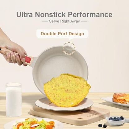 AIKENBBKK 12 Inch Nonstick Deep Frying Pan Skillet with Lid, 5 QT Saute Pan, Non Stick Frying Pans, Compatible with All Stovetops, Detachable Handle, Oven Safe, PFOA PFOS Free