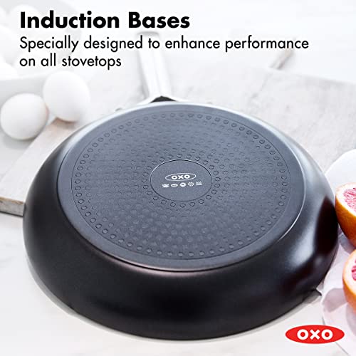 OXO Agility 10" Nonstick Frying Pan Skillet, Ceramic PFAS-Free Nontoxic Cookware, Induction Suitable, Compatible on All Cooktops, Dishwasher & Oven Safe, Stainless Steel Handle, Black