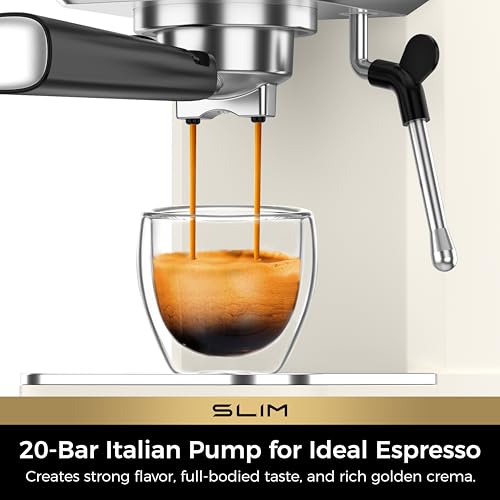 CHULUX Slim Espresso Machine with Milk Frother for Home Cappuccino, Creamy