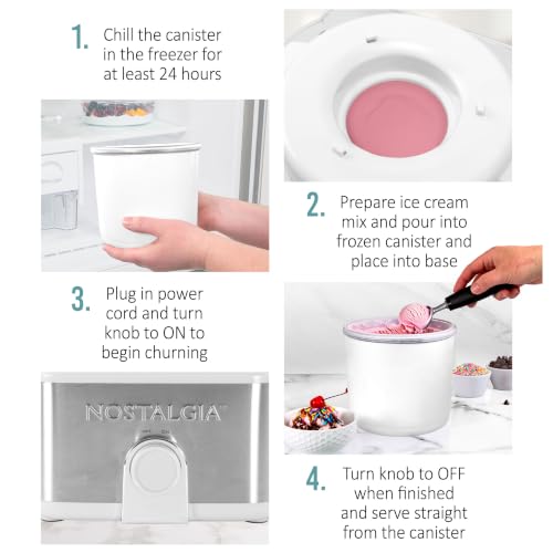 Nostalgia Electric Ice Cream Maker, White