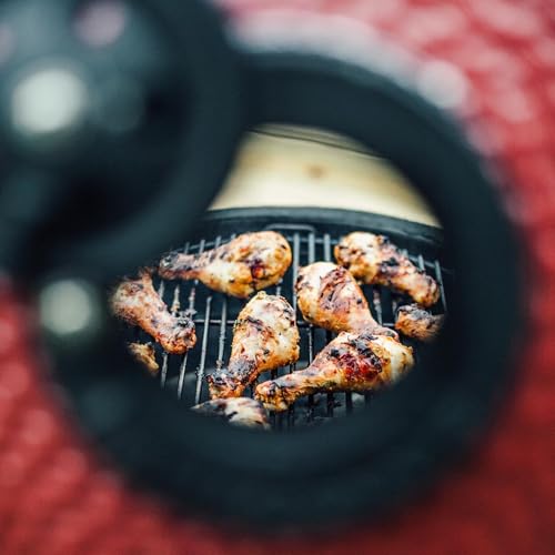 Kamado Joe Big Joe Series I 24-inch Ceramic Charcoal Grill and Smoker with Cart, Side Shelves, Stainless Steel Grates and 450 Cooking Square Inches in Red, Model BJ24Rh