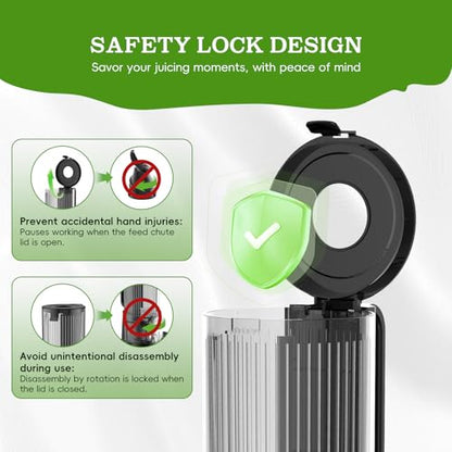 WHUTO Cold Press Juicer, Wide Feed Chute Juicer Machines, Stainless Steel Slow Masticating Juicers Easy to Clean, Vegetables & Fruits Juice Extractor, High Juice Yield, Black Auger