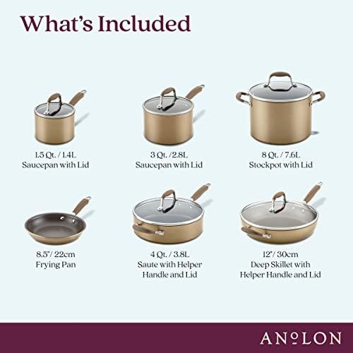 Anolon Advanced Home Hard-Anodized Nonstick 11-Piece Cookware Set (Bronze)