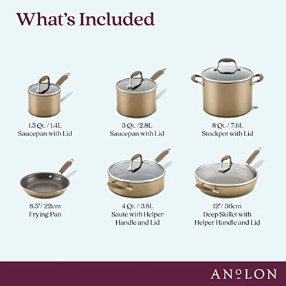 Anolon Advanced Home Hard-Anodized Nonstick 11-Piece Cookware Set (Bronze)