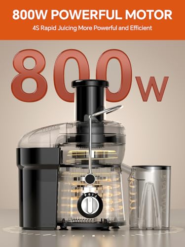 Juicer Machine, Centrifugal Juicer with 3" Extra Wide Feed Chute for Fruit Vegetable, Max Power 800W, Juice Maker with 3-Speed Setting, High Juice Yield, Easy to Clean, Stainless Steel, BPA-Free