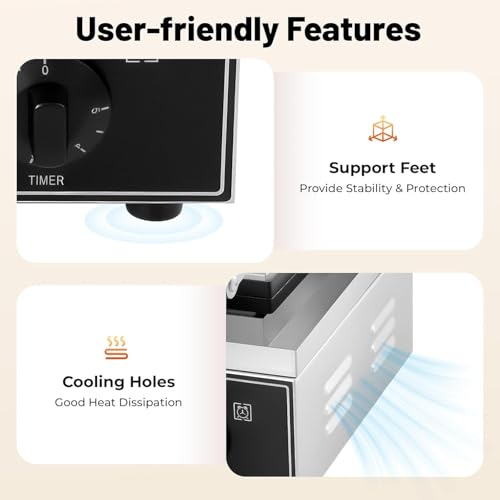 TENNIEX 1550W Electric Donut Maker, 12 Hole Nonstick Doughnut Machine Commercial Waffle Maker Crepe Maker for Restaurant Bakeries Family, Temperature Range 122-572℉