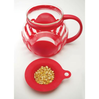 1.5 qt Borosilicate Glass Microwave Popcorn Maker, Red