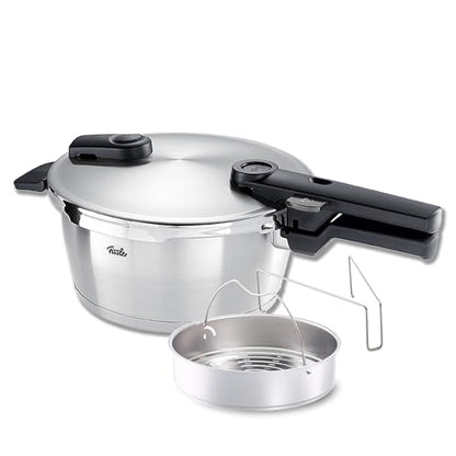 Fissler Vitaquick Premium Pressure Cooker, 3.7 Quart with Steamer Insert and Tripod