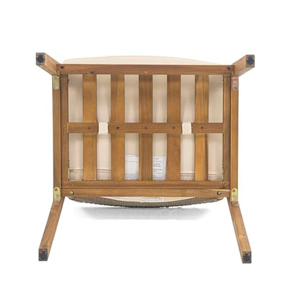 Christopher Knight Home Terry Acacia Wood Patio Dining Set for 6, Solid Wood Outdoor Dining Table Set for 6, 7 Piece Outdoor Dining Set with Rectangular Table and Woven Rope Accents, Teak+Beige+Grey