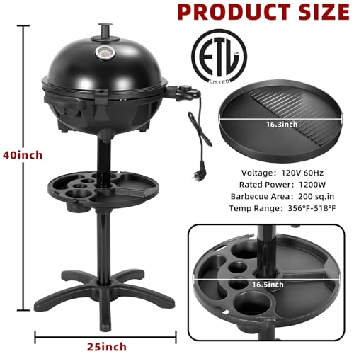 Electric Grill Outdoor/Indoor,Portable BBQ Grill with Nonstick Surface