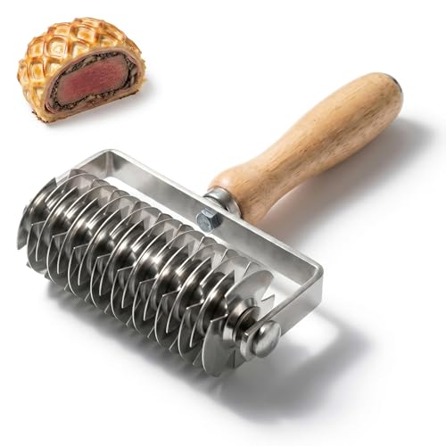Lattice Pastry Cutter, Stainless Steel Pastry Lattice Roller Cutter for Pie, Pizza & Beef Wellington, Dough Cutter Tool for Pastry Crust and Baking