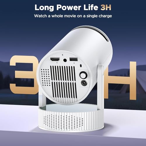 Mini Projector, Projector with Wifi and Bluetooth Built-in Battery 4K Portable Projector for Outdoor Bedroom, Smart Projectors 1080P Compatible with iphone/TV Stick/HDMI/Laptop