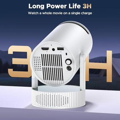 Mini Projector, Projector with Wifi and Bluetooth Built-in Battery 4K Portable Projector for Outdoor Bedroom, Smart Projectors 1080P Compatible with iphone/TV Stick/HDMI/Laptop