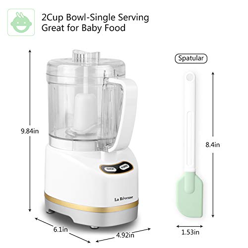 La Reveuse 2 Cup Mini Food Processor, Electric Chopper Small, White
