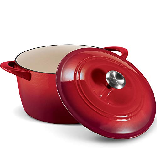 Tramontina Enameled Cast Iron 7-Quart Covered Round Dutch Oven (Red)