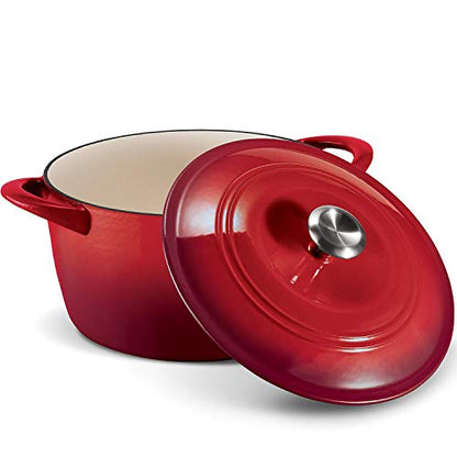 Tramontina Enameled Cast Iron 7-Quart Covered Round Dutch Oven (Red)