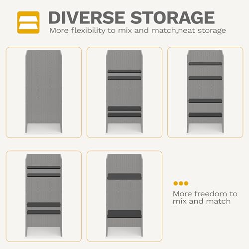 DWVO Outdoor Vertical Storage Cabinet with 4 Shelves, Waterproof Tall Plastic Storage Shed with 4 Adjustable Shelf, 30 cu. ft. Patio Tools Storage Box for Patio, Garden, Backyard, Deck, Dark Gray