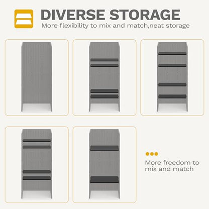 DWVO Outdoor Vertical Storage Cabinet with 4 Shelves, Waterproof Tall Plastic Storage Shed with 4 Adjustable Shelf, 30 cu. ft. Patio Tools Storage Box for Patio, Garden, Backyard, Deck, Dark Gray