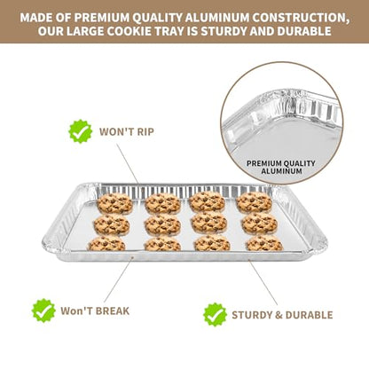 YEUIKERR 24 Pack 16 x 11 inch Aluminum Disposable Cookie Sheets for Baking and Roasting Disposable Aluminum Foil Grilling Pans for Brownie Tins,Cooking Thin, Cakes