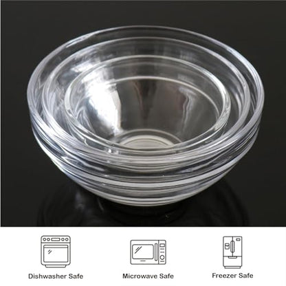 Iyulania 3 Sizes of Clear Glass Bowls, 2.5, 3.5 & 8.5 oz, Small Prep Bowls for Salt, Herbs, Spices and Dry Ingredients, Set of 12