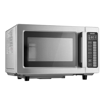 VEVOR Commercial Microwave Oven, 0.9 Cu Ft, 1000W Digital Stainless Steel Countertop Microwave Oven with Touchscreen, 10 Cooking Presets, 5 Power Levels, Multi-Lock Door & Easy Clean for Restaurants