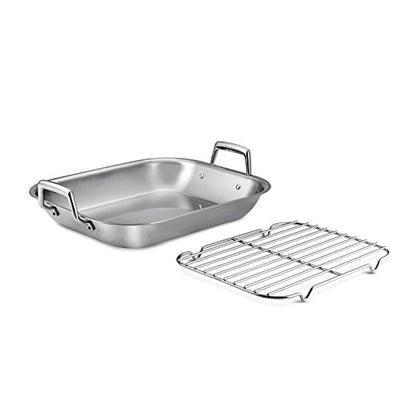Tramontina 16.75-Inch Stainless Steel Roasting Pan with Rack, Flared Edge Turkey Roaster for Oven, Dishwasher Safe, Made in Brazil