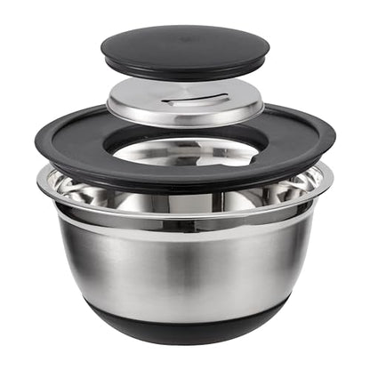 COOK WITH COLOR Stainless Steel Mixing Bowls Set with Lids - Nesting Bowls with Non-Slip Bottom, Silver, 14 Pieces