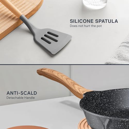 ITSMILLERS Kitchen Nonstick Cookware 3 Piece Omelette Pan Skillet Set, Nonstick Die-cast Deep Frying Pans set with Induction Bottom, 8, 9.5 & 11 Inches Frying Pans with Stay Cool Handles, PFOA Free