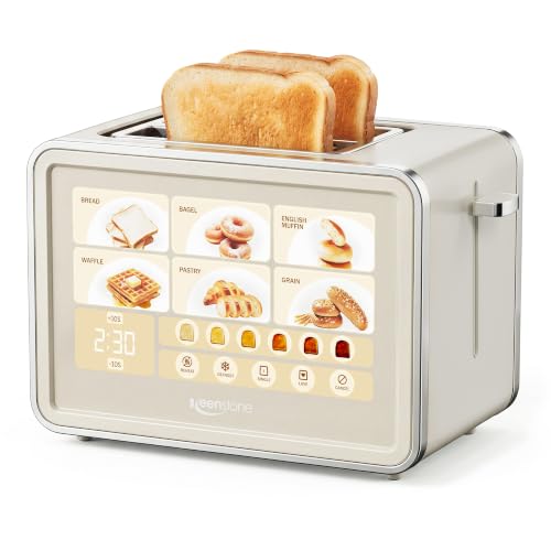 Keenstone 2 Slice Toaster, Smart Touch Screen Cream Toaster with Wide Slot