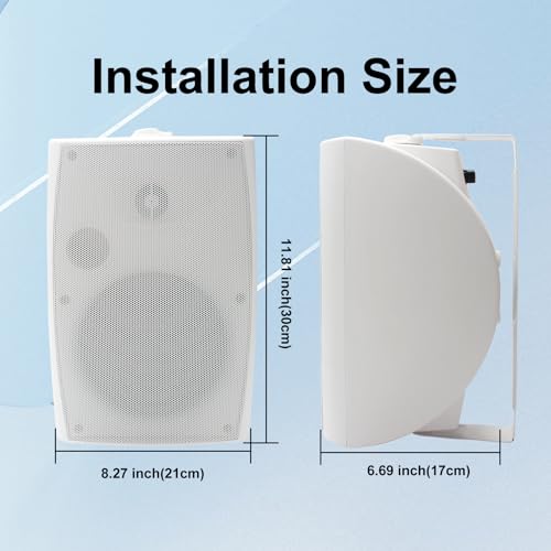 STUDIOFINIX 6.5 Inch Outdoor Speakers Wall-Mounted 800W - Waterproof and High-Performance Audio Solution for Indoor/Outdoor,Home,Patio,Garden,Backyard(4 Passive Speakers Bundle/White)