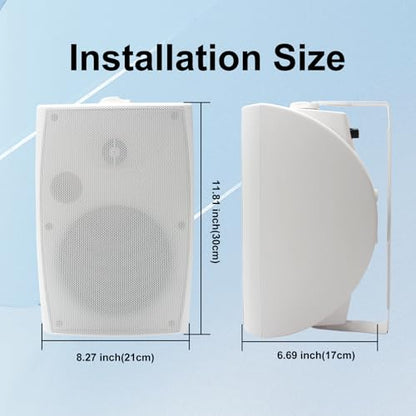STUDIOFINIX 6.5 Inch Outdoor Speakers Wall-Mounted 800W - Waterproof and High-Performance Audio Solution for Indoor/Outdoor,Home,Patio,Garden,Backyard(4 Passive Speakers Bundle/White)