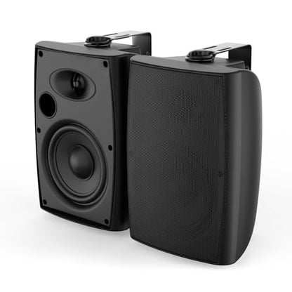 Herdio 400W 6.5 Inch Passive Outdoor Speakers Wired Waterproof,2 Way Wall Mounted Speakers with Powerful Bass for Patio Home Indoor Poolside Deck Backyard (Pair,Black)
