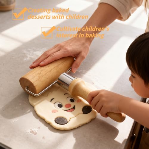 Top Rolling Pins for Pizza&Dough - Non-Stick, Wooden & Easy Clean, Baking, Pastry, Pie, Cookies - Kitchen Must Have,Beechwood Construction, Ergonomic Handles