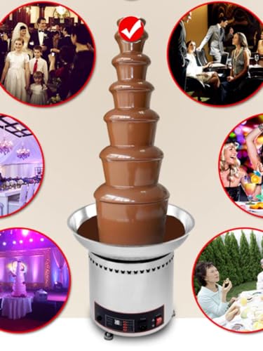 PreAsion Chocolate Fountain 110V Electric 6-Tiers Digital Chocolate Fountain Melting Machine Heating Fondue Fountain