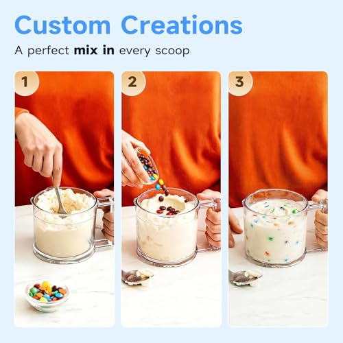 KIKIELF Ice Cream Maker & 10-in-1 Frozen Treat Maker, 20 oz 1 Pint, Mix-In + Re-Spin for Creamy Texture, Gelato, Sorbet, Slushie, Frozen Yogurt & Smoothie Bowls Machine for Homemade, Recipe Guide