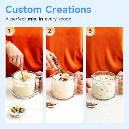 KIKIELF Ice Cream Maker & 10-in-1 Frozen Treat Maker, 20 oz 1 Pint, Mix-In + Re-Spin for Creamy Texture, Gelato, Sorbet, Slushie, Frozen Yogurt & Smoothie Bowls Machine for Homemade, Recipe Guide