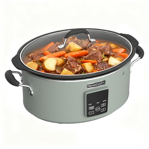 HOMECOOKIN Slow Cooker, Extra Large 10 Quarts Digital Slow Cookers with Timer, Dishwasher Safe Glass Lid & Crock, Kitchen Appliance for Families & Gatherings, Olive